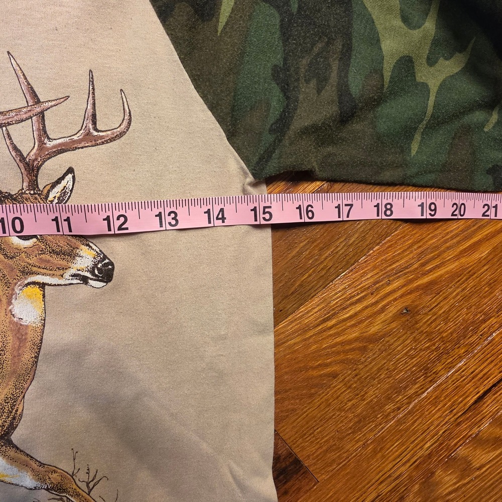 Vtg 1984 Tennessee River Deer Buck Raglan Camo 3/4 Sleeve T-Shirt Small USA - Picture 5 of 8